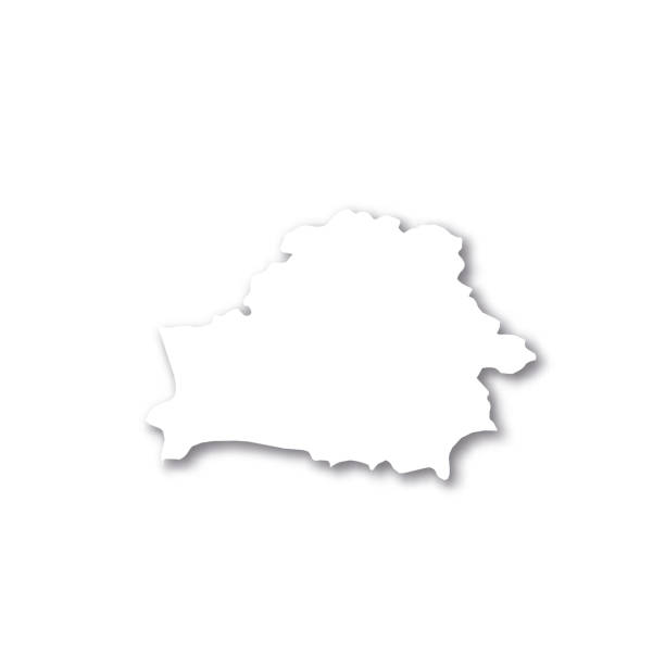 istock Belarus - white 3D silhouette map of country area with dropped shadow on white background. Simple flat vector illustration 2153993569