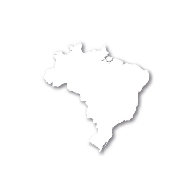 istock Brazil - white 3D silhouette map of country area with dropped shadow on white background. Simple flat vector illustration 2153993850