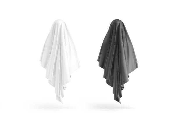 istock Blank black and white female khimar mockup, back view 2153993982