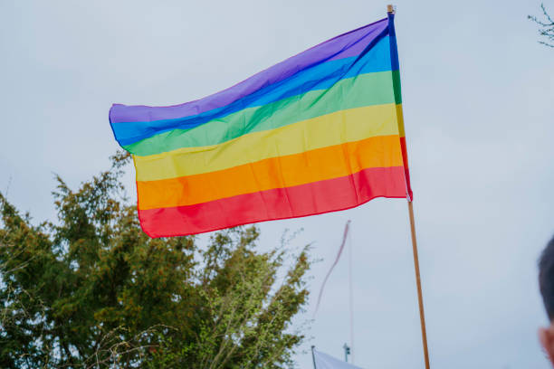 istock Majestic pride flag waving proudly in the wind 2153994844