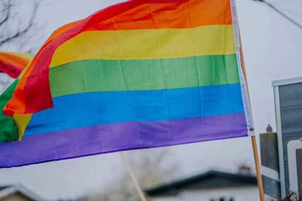 istock Close-up of a pride flag waving in the wind 2153994848