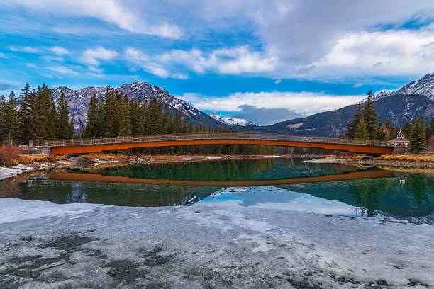 istock Panoramic Bridge Crossing The Bow River In Banff 2153996816