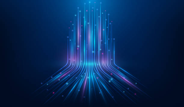 stockillustraties, clipart, cartoons en iconen met line data network speed communication technology. internet high speed. vector illustration fantastic hi-tech design. - klimmen