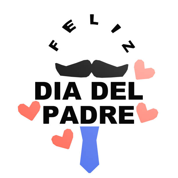 Happy Father’s Day -text in spain  3d greeting card. 3d render.