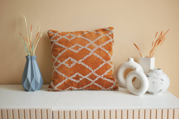 istock home interior decoration against light orange color wall . 2154015836