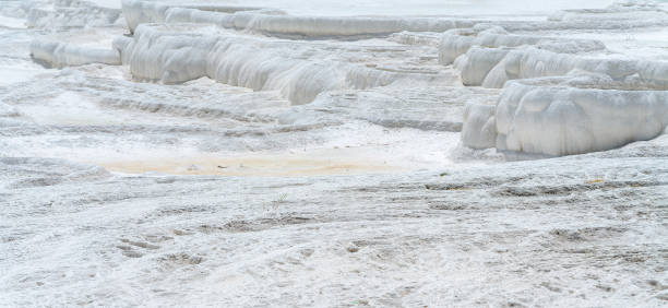 Pamukkale Traventine a cross section. Abstract.