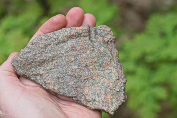 istock a man hand holds a brown gray  piece of stone 2154025598