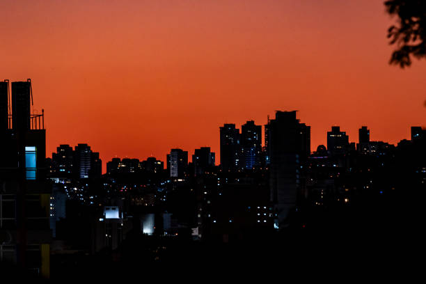 Aerial View of the Silom District of Bangkok City Skyline at twilight Sunset, Thailand ,Panoramic view of urban landscape in Bangkok Thailand