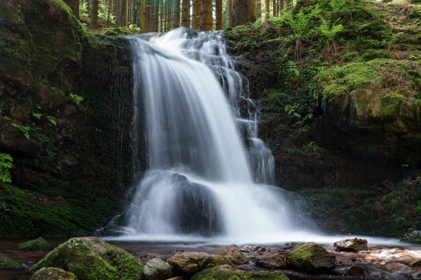 istock A tranquil small waterfall nestled within the heart of a lush forest 2154031571