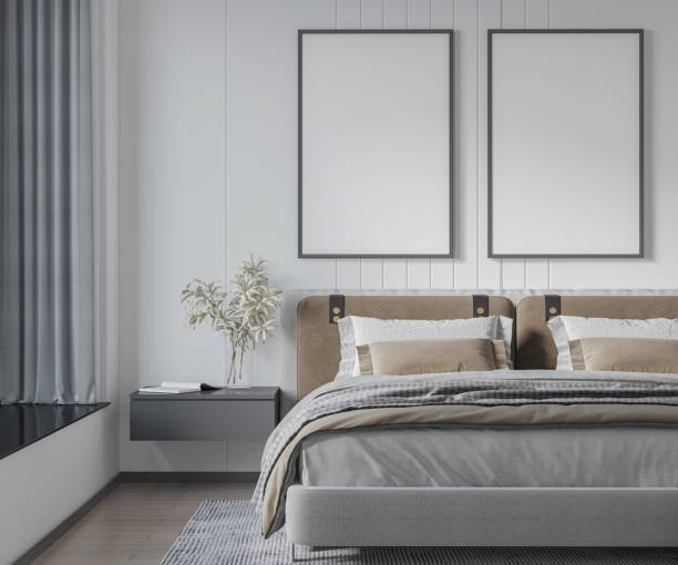 istock mock up poster frame in modern interior background, living room. 3D render, 3D illustration 2154036362