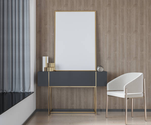 istock mock up poster frame in modern interior background, living room. 3D render, 3D illustration 2154036374