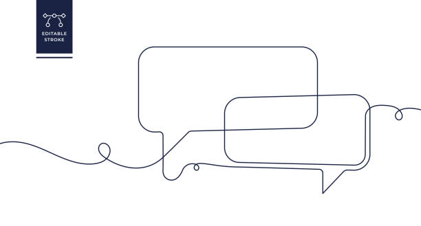 Speech Bubbles Continuous Line Icon Speech Bubbles continuous line icon isolated on white background continuous line drawing stock illustrations