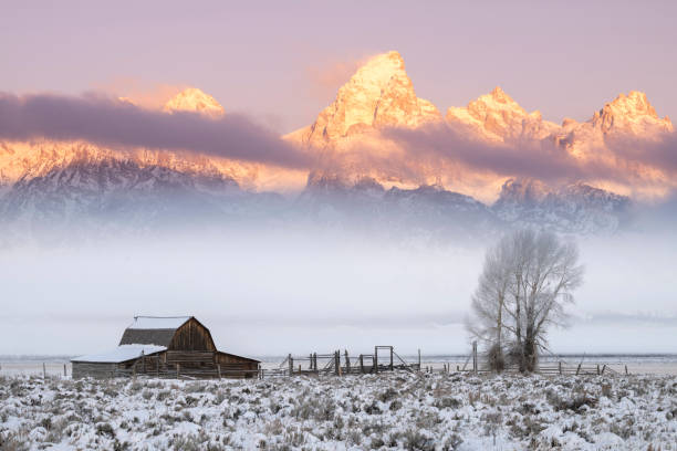 Landscape. Sunrise at Grand Teton National Park, Wyoming. Moulton Barn.