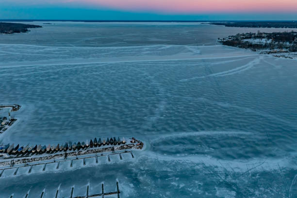 Views of the Northern Dvina river in early spring. Arkhangelsk. Russia.