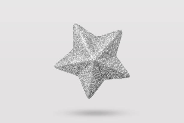 istock silver Christmas star glitter sticker isolated on gray background 2154057550