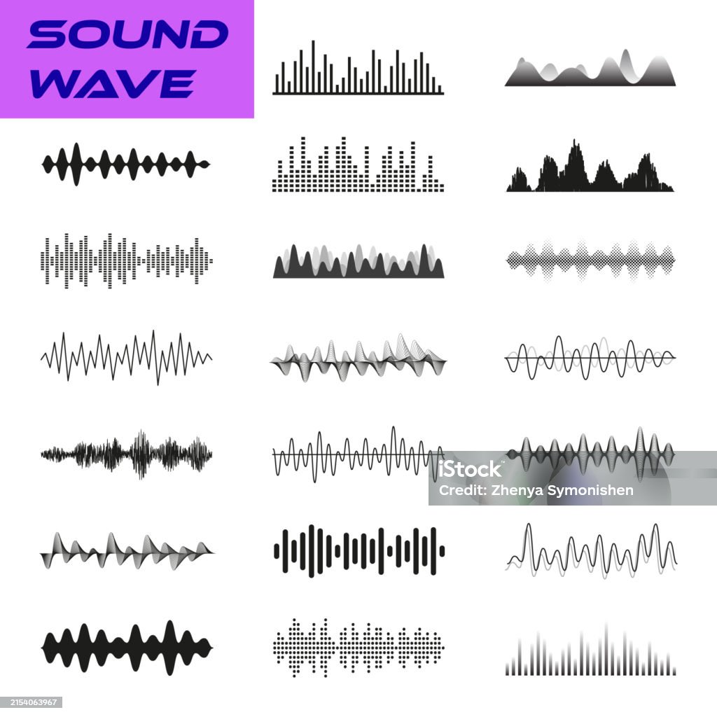Sound Waves Set Audio Waveform Collection Vector Illustration Stock ...