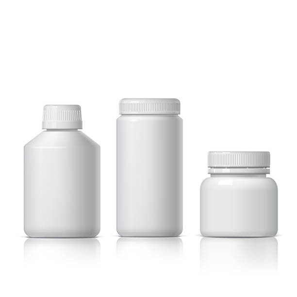 istock Cool Realistic White plastic bottle. Product Packing Cosmetic, medicine. 2154067672