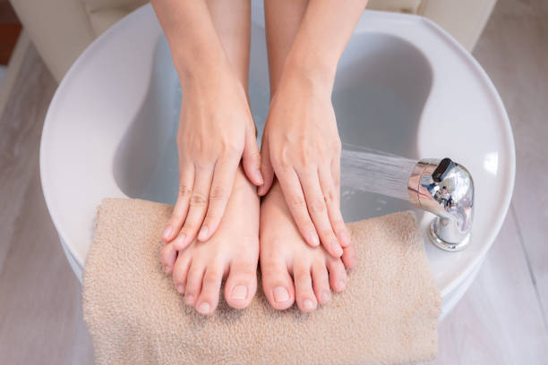 istock Customer feet after cleaning portrait 2154070635