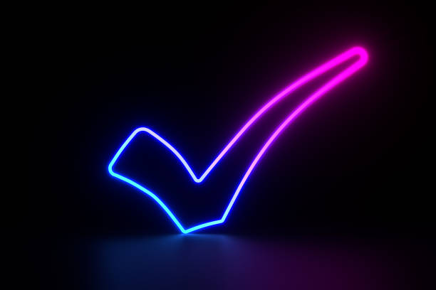 istock Check mark sign on dark background. 3D illustration 2154074847