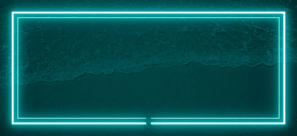 istock beach and water wave background, blue green neon light and rectangle shape with horizontal banner. 2154076853