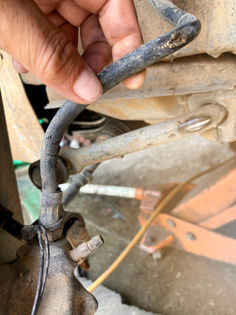 istock The brake fluid line is damaged. 2154076925
