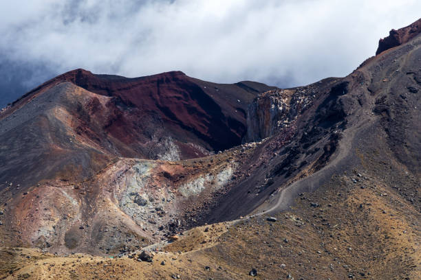 istock Iconic Red Crater : Dramatic volcanic site features lava fields and geothermal activity, Tongariro Alpine Crossing in Tongariro National Park, New Zealand 2154080772