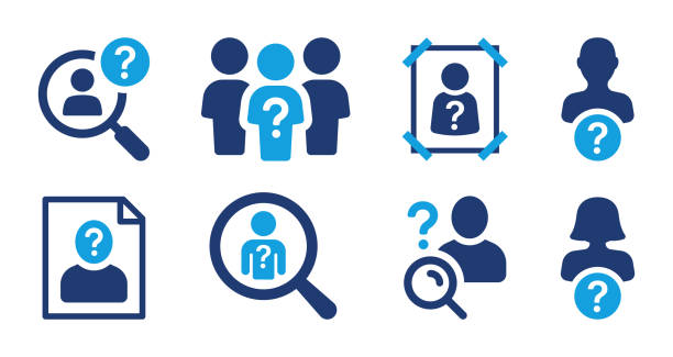 Unknown user and missing person icon set. Incognito, missing person, wanted poster, lost anonymous icons. Solid icons collection. anonymous person icon stock illustrations