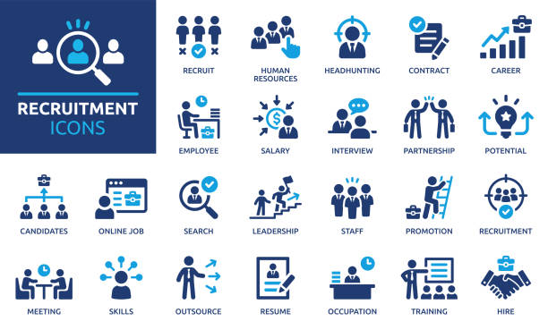 rekrutierungs-icon-set. solide icon-sammlung. - leitende position stock-grafiken, -clipart, -cartoons und -symbole