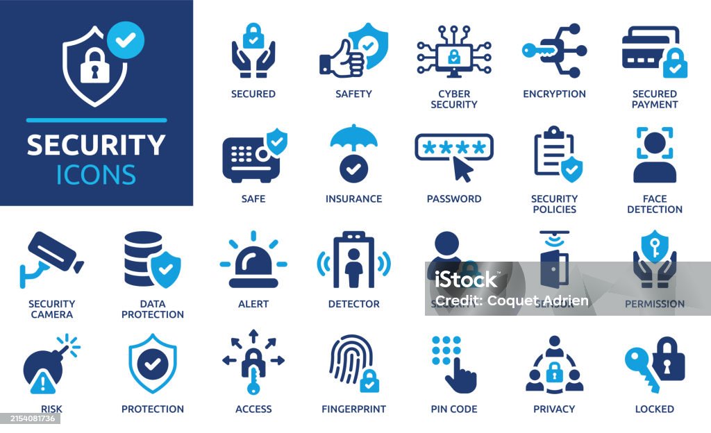 Security icon set. Solid icon collection. - Royaltyfri Ikon vektorgrafik Security icon set. Solid icon collection. - Royaltyfri Ikon vektorgrafik