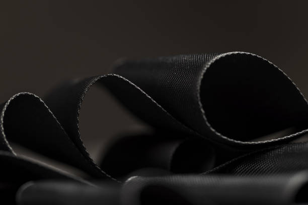 beautiful black satin ribbon close-up, shiny beautiful black satin ribbon