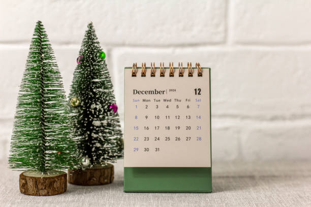 The calendar shows December 2024. Desktop desk calendar. Hello, December. The calendar shows December 2024. Desktop desk calendar. Hello, December december stock pictures, royalty-free photos & images