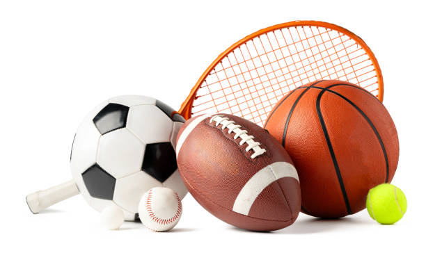istock Assorted sports equipment isolated on white background 2154083550