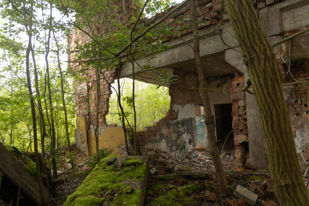 istock An old, collapsed building of Soviet army base in Latvie, Europe. 2154084247