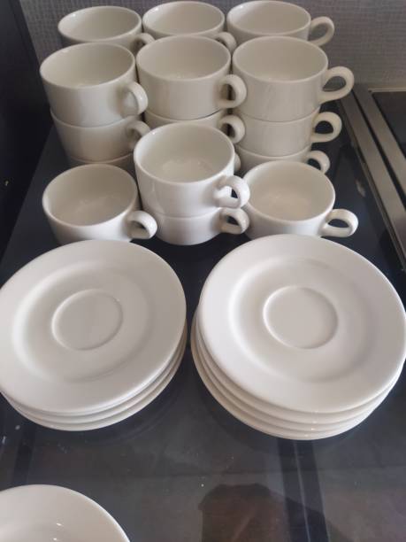 istock White porcelain cup and saucer 2154085521