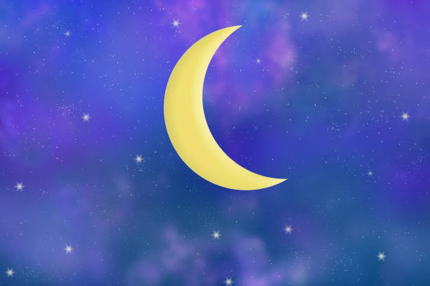 istock crescent moon and the stars in the night sky background illustration 2154087224
