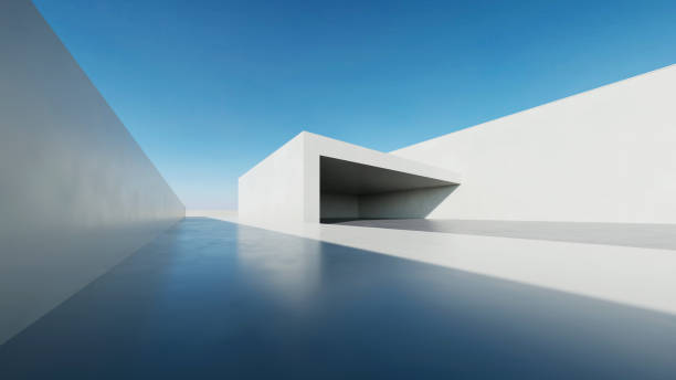 istock 3d render of abstract modern architecture with empty concrete floor, car presentation background. 2154087757