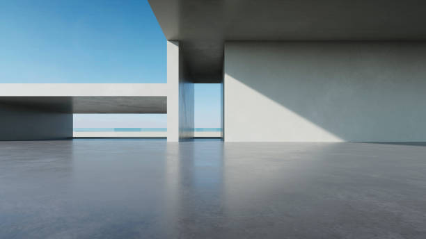 istock 3d render of abstract modern architecture with empty concrete floor, car presentation background. 2154087761