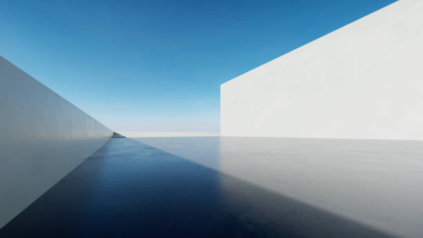 istock 3d render of abstract modern architecture with empty concrete floor, car presentation background. 2154087762