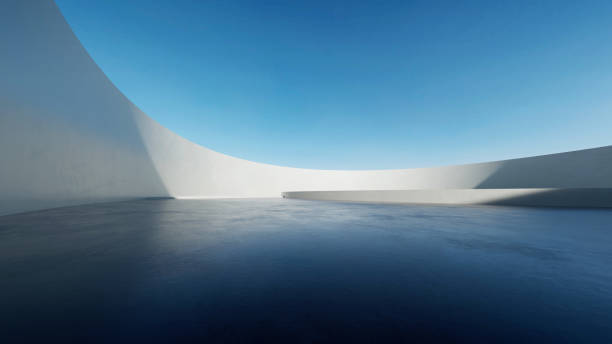 istock 3d render of abstract futuristic architecture with concrete floor. 2154087777