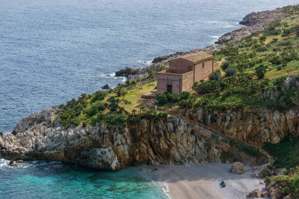 istock Famous natural reserve Riserva Naturale Orientata dello Zingaro with beach Cala dell'Uzzo and turquoise sea water, San Vito Lo Capo, Sicily, Italy 2154090752