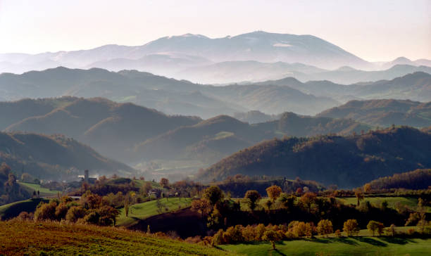 istock Montefeltro hills against the Apennines 2154094345