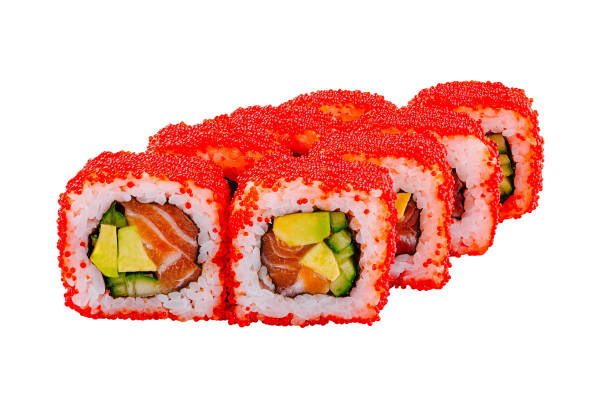istock California roll sushi with tobiko on white background 2154094446