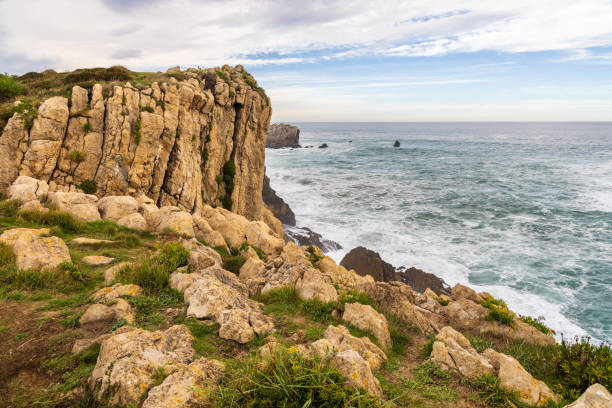 istock Erosive coastal cliffs, Atlantic Ocean. Cantabria, Spain. 2154096428