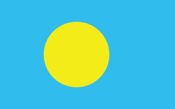 istock Flag of Palau. Palauan flag. Flag icon. Standard color. Standard size. A rectangular flag. Computer illustration. Digital illustration. Vector illustration. 2154102888