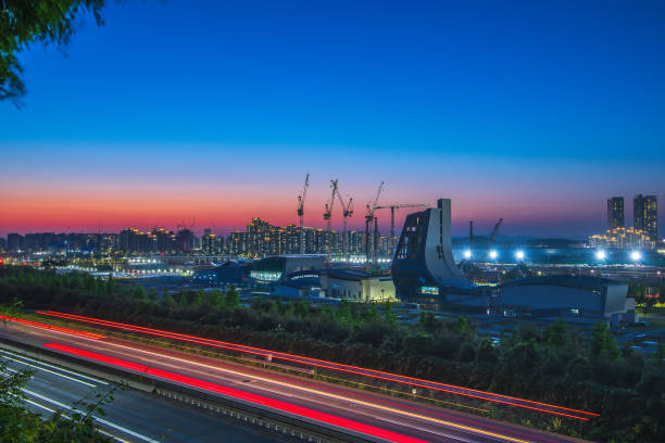 istock Sunset view point in South Korea at night 2154106304