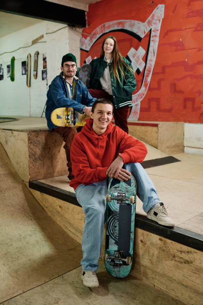 istock Group of Young People in Modern Skatepark 2154110492
