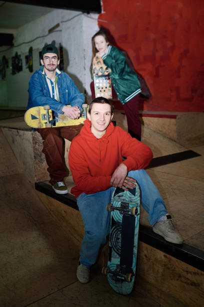 istock Group of Gen Z People in Modern Skatepark 2154110729