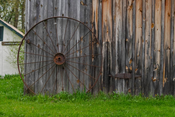 istock Old weathered wood shed background image 2154113181