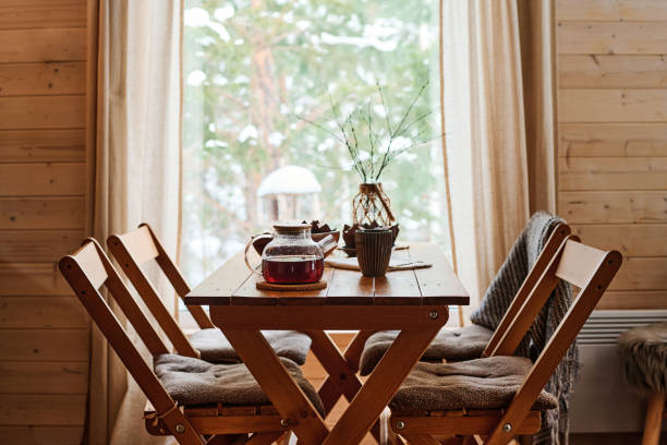 istock Dining Table In Wooden House 2154113624