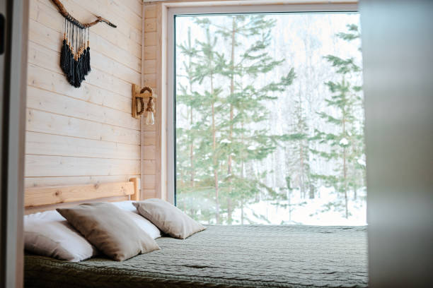 istock Bedroom In Wooden Cottage 2154113850
